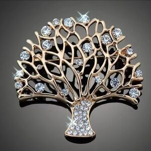 Tree of Life Gold Tone Brooch Pin